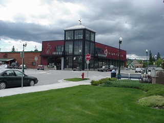 The largest building in town, the BlackStar brewery
