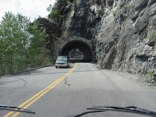 A tunnel that had really cool windows out the side of it