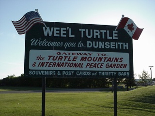 The tiny town of Dunseith, just south of Canada on Montana Highway 5, promotes turtles and peace