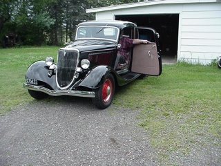 Bob pulled out his restored '34 Ford Coupe for us, look at those suicide doors