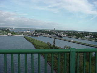 A view of three of the four locks, these locks handle more traffic than the Panama and Suez Canals combined