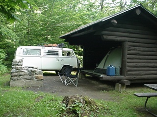Our lean-to at Smuggler's Notch State Park, outside of Stowe