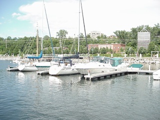 A few of many sailboats in the harbor on Lake Champlain, kayaks were also in abundance