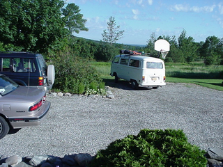 The bus wakes up alone, with a great view of 300 acres of Nature Conservancy land