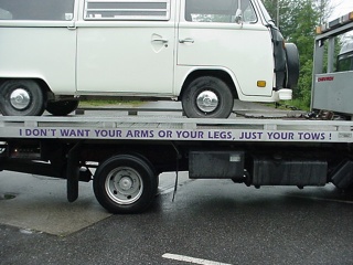 A tow truck with a sense of humor