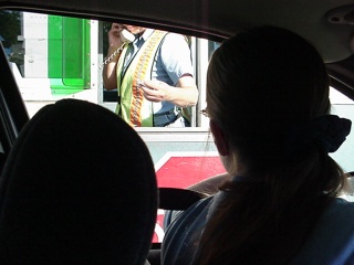 Theresa pays her first toll