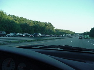 This traffic jam continued on for at least ten miles, all folks heading to Maine for the Fourth of July weekend