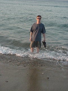 Brian, about to be knee deep in the Atlantic ocean