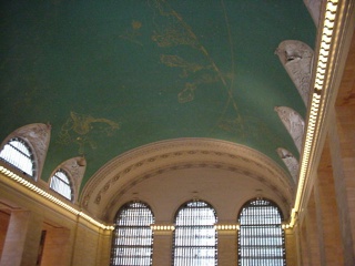 The ceiling has a very cool constellation mural, which you really can't make out here