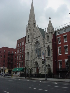 New York seems to be all about filling the space. In this case, the block grew up around the church