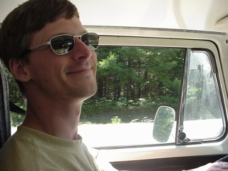 Brian, happy to be on the road in the bus again, smiled all day