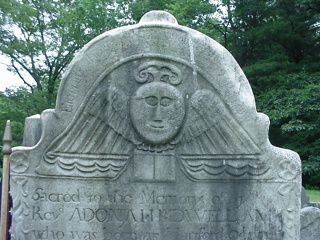 Most of the grave stones in this cemetery had this design on the top, where most of them in Martha's Vineyard had a different design (see the old stone on day 28). Our inquiring minds would like to know why