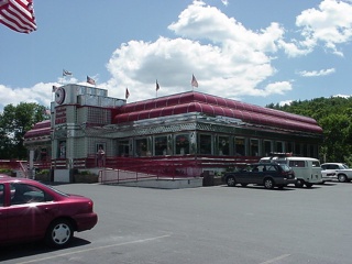 A authentic reproduction of a classic chrome diner