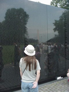 The Viet Nam Memorial, that is the Washington Monument reflecting in the middle