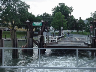 The small ferry departs from quaint colonial St. Michael's to quaint colonial Oxford