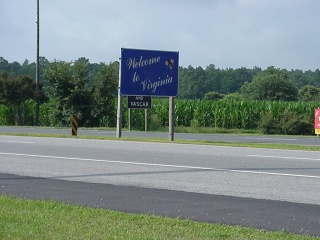 Welcome to Virginia, where another sign proclaimed that "this is where the south begins". Our map doesn't have the Mason-Dixon line, so we couldn't confirm this