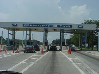 The Chesapeake Bay Bridge/Tunnel. At twenty-one miles our longest bridge/tunnel on the trip, and at $10 our highest toll