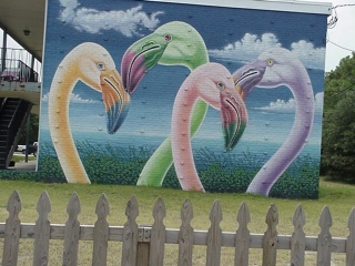 Theresa spotted this flamingo motif on an apartment building in Hampton. Brian hopes to have a home in the same motif some day