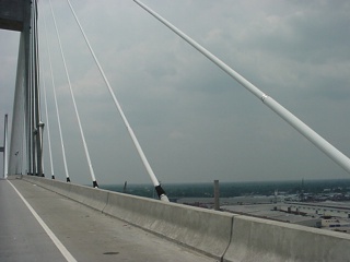A new type of bridge construction for us, as we enter the very pretty city of Savannah