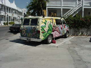 In Key West all kinds of things are elaborately decorated, from muralled vans...