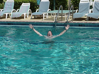 Brian having fun in the pool, really...