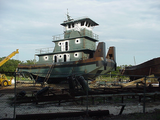 An interesting looking boat dry-docked next to a bayou in rural Mississippi