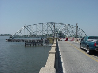 A new bridge type for us, the middle of this one twists to let boats through