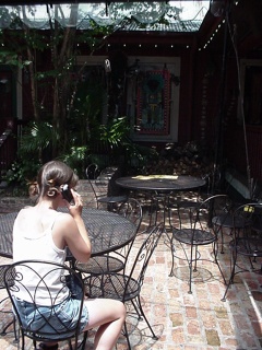 Theresa conducting a little business...