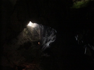 Just inside, looking out