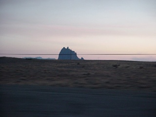 Moving on past Shiprock at dusk