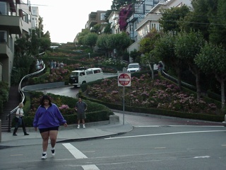 The bus coming down Lombard