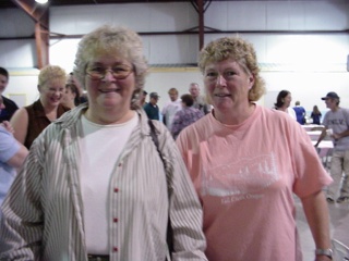 Brian's mom (on the left) catching up with family