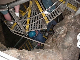 Looking down into the caves