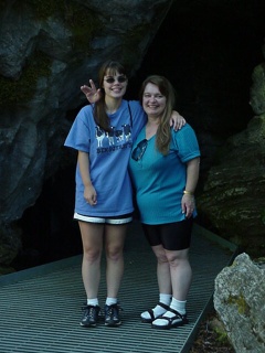 Mom and Theresa posing in front of the cave