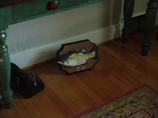 Mike displays his Billy Bass with reserved pride