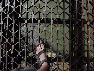 The metal grating made the walk across the bridge exciting!