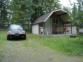 Our kozy camping cabin at the Prince George Blue Spruce former KOA