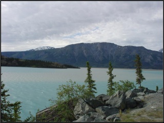 Blue Kluane lake makes us happy every time