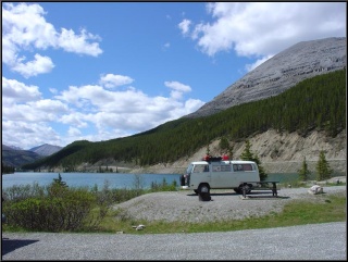 The bus taking a break on the Summit