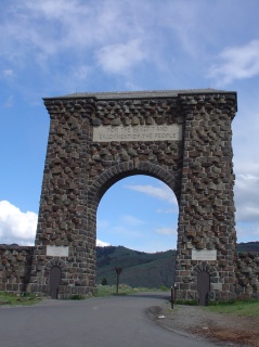 The Roosevelt Arch at the north entrance to Yellowstone National Park