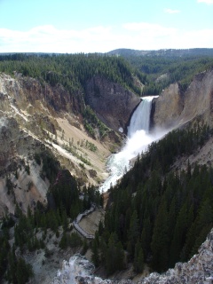 The lower fall in Yellowstone Canyon