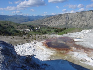 Mammoth Hot Springs, looking down from Mammoth Hot Springs
