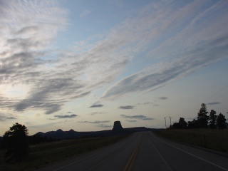 The elusive Devils Tower finally pokes above the countryside