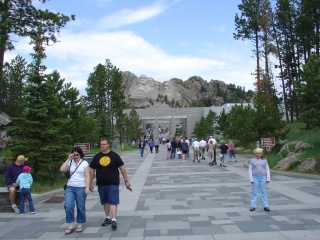 Mount Rushmore visitor center, she was posing for her mom