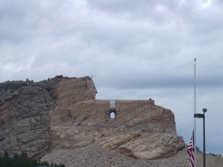 The Crazy Horse memorial, the sign is a birthday wish for the sculptor's wife
