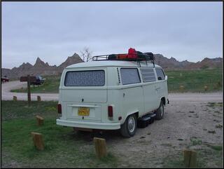 Morning in a blustery Cedar Pass campground