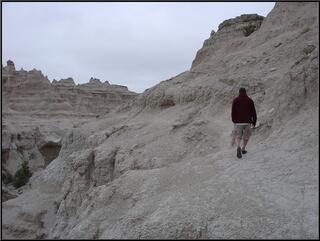 Brian meandering along a dangerous cliff