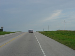 Following a pink Cadillac on Route 66