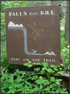 Giant stick figures and waterfalls are a dangerous mix