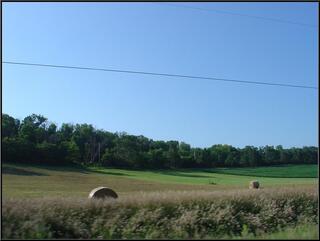 Hay bales wrapped in Saran Wrap, how about that?